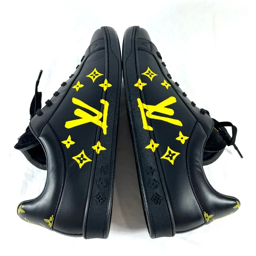 LOUIS VUITTON Black Leather Luxembourg Samothrace Men's Sneakers 8UK 9US - Picture 15 of 17